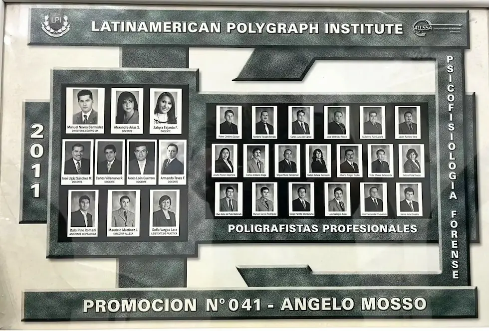 Certificación de Javier Ramírez en el Latinamerican Polygraph Institute (LPI), promoción 041 Angelo Mosso, 2011